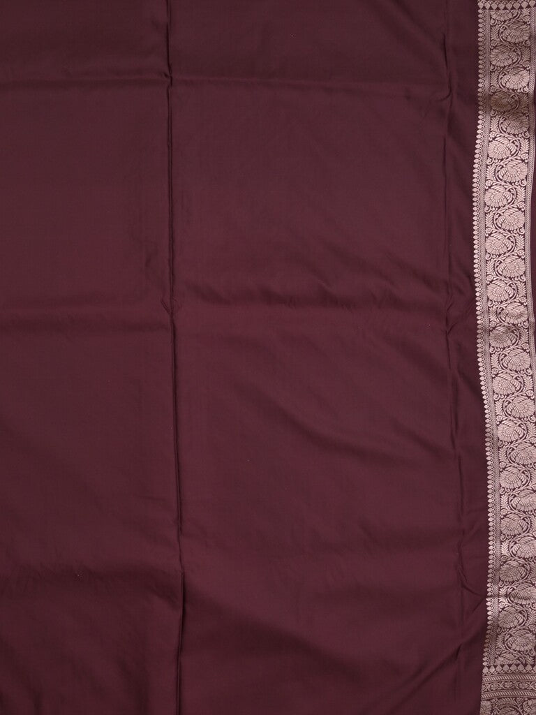 Satin silk fancy saree dark brown color allover stripes & zari border with rich pallu and attached blouse