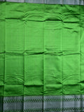 Mangalagiri fancy saree leaf green color allover plain & zari kanchi border with stripes pallu and self blouse