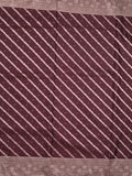 Satin silk fancy saree dark brown color allover stripes & zari border with rich pallu and attached blouse