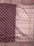 Satin silk fancy saree dark brown color allover stripes & zari border with rich pallu and attached blouse