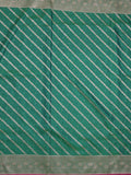 Satin silk fancy saree lux green color allover stripes & zari border with rich pallu and attached blouse