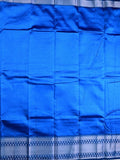 Mangalagiri fancy saree blue color allover plain & zari kanchi border with stripes pallu and self blouse