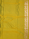 Satin silk fancy saree olive green color allover motifs & zari border with rich pallu and attached blouse