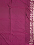 Satin silk fancy saree wine color allover motifs & zari border with rich pallu and attached blouse