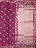 Satin silk fancy saree wine color allover motifs & zari border with rich pallu and attached blouse