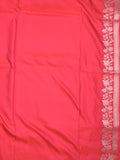 Satin silk fancy saree pink color allover motifs & zari border with rich pallu and attached blouse