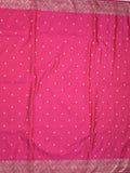Satin silk fancy saree pink color allover motifs & zari border with rich pallu and attached blouse