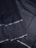 Mangalagiri fancy saree black color allover plain & zari kaddi border with checks pallu and self blouse