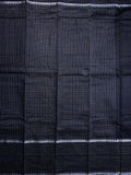 Mangalagiri fancy saree black color allover plain & zari kaddi border with checks pallu and self blouse