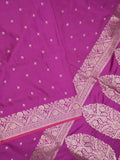Satin silk fancy saree violet color allover motifs & zari border with rich pallu and attached blouse