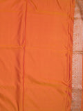 Satin silk fancy saree orange color allover motifs & zari border with rich pallu and attached blouse