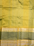 Mangalagiri fancy saree sky blue color allover plain & zari border with stripes pallu and contrast plain blouse