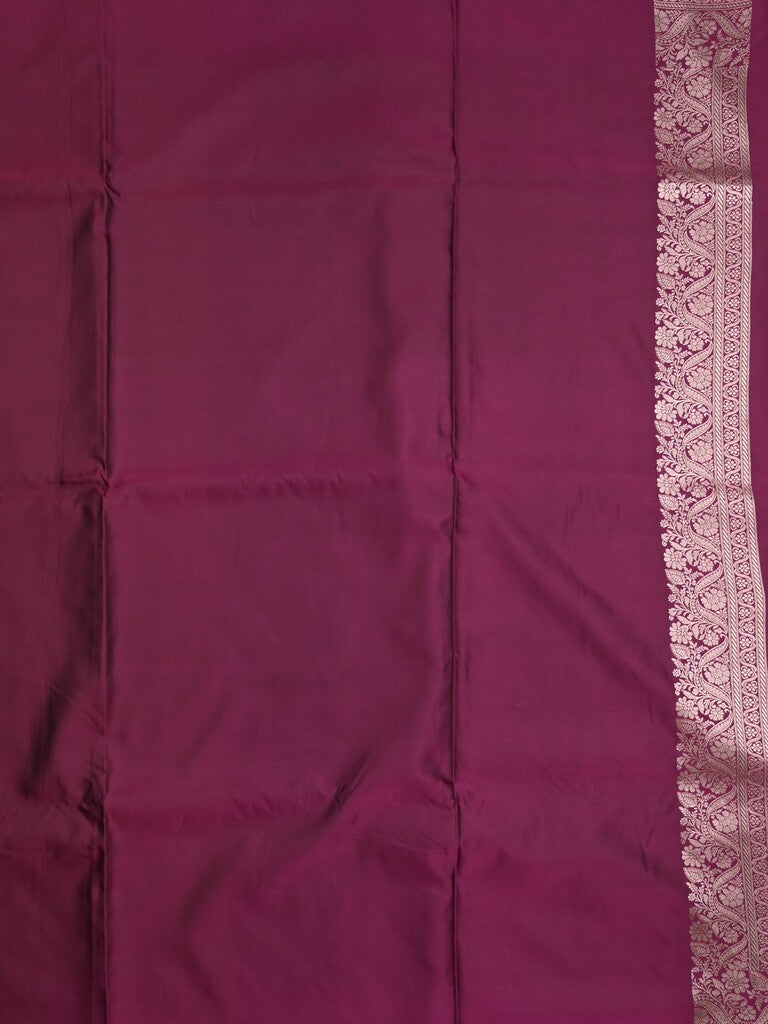 Satin silk fancy saree wine color allover motifs & zari border with rich pallu and attached blouse