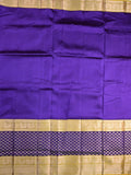 Mangalagiri fancy saree royal blue color allover plain & zari border with stripes pallu and contrast plain blouse