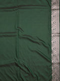 Satin silk fancy saree dark green color allover motifs & zari border with rich pallu and attached blouse