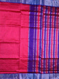 Mangalagiri fancy saree dark pink color allover checks & zari border with stripes pallu and contrast plain blouse