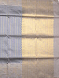 Raw mango fancy saree peacock blue color allover zari weaves & zari border with zari border and attached blouse Copy