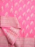 Kota fancy saree pink color allover zari weaves & zari border with rich pallu and brocade blouse