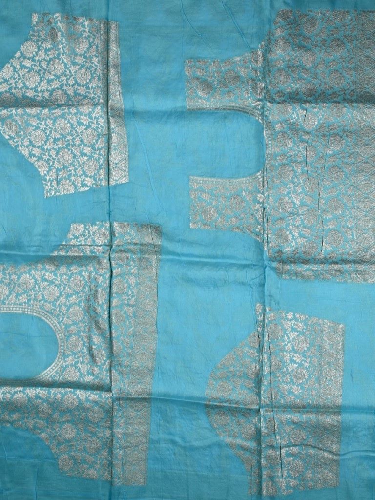 Kora georgette fancy saree sky blue color with allover zari stripes & motifs with zari border with rich pallu and designer blouse