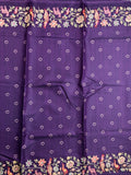 Tussar fancy saree violet color allover prints & printed border with running pallu and attached printed blouse