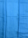 Tussar fancy saree sky blue color allover prints & printed border with short pallu and attached plain blouse