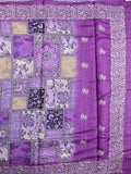 Tussar fancy saree light purple color allover prints & printed border with short pallu and attached plain blouse