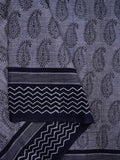 Mangalagiri cotton sarees dark grey color allover prints with printed border with short pallu and printed blouse