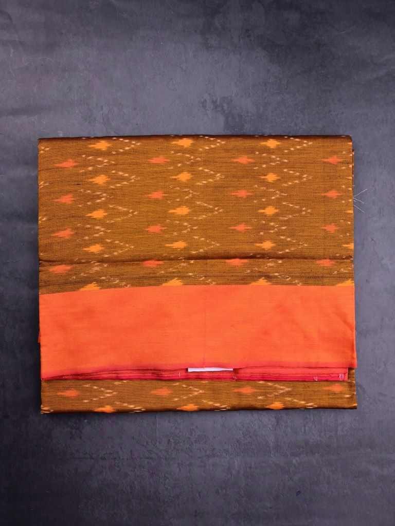 Ikkath cotton sarees mustard yellow color allover weaves & small kaddi border with contrast pallu