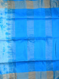 Bhagalpur fancy saree sky blue color allover shibori prints & small kaddi border with contrast pallu and plain blouse