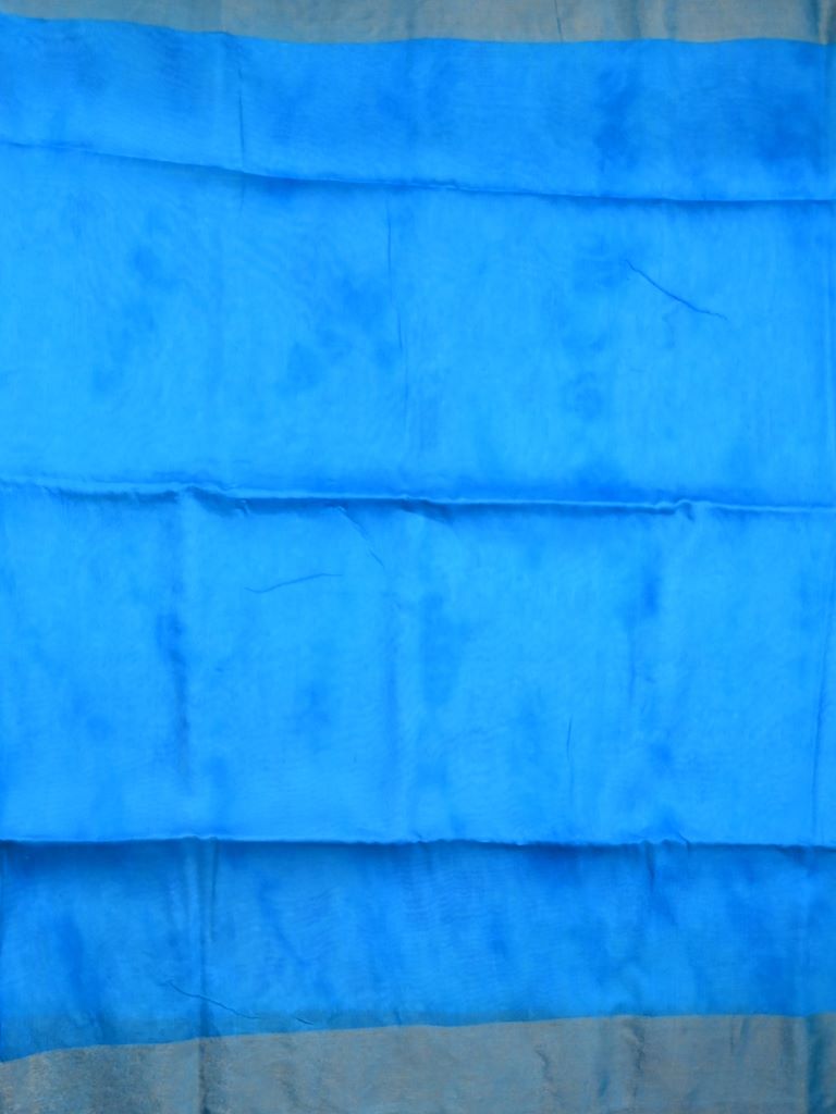 Bhagalpur fancy saree sky blue color allover shibori prints & small kaddi border with contrast pallu and plain blouse