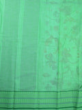 Mangalagiri cotton sarees sky blue and green color allover prints & thread weaving border with striped pallu and plain blouse