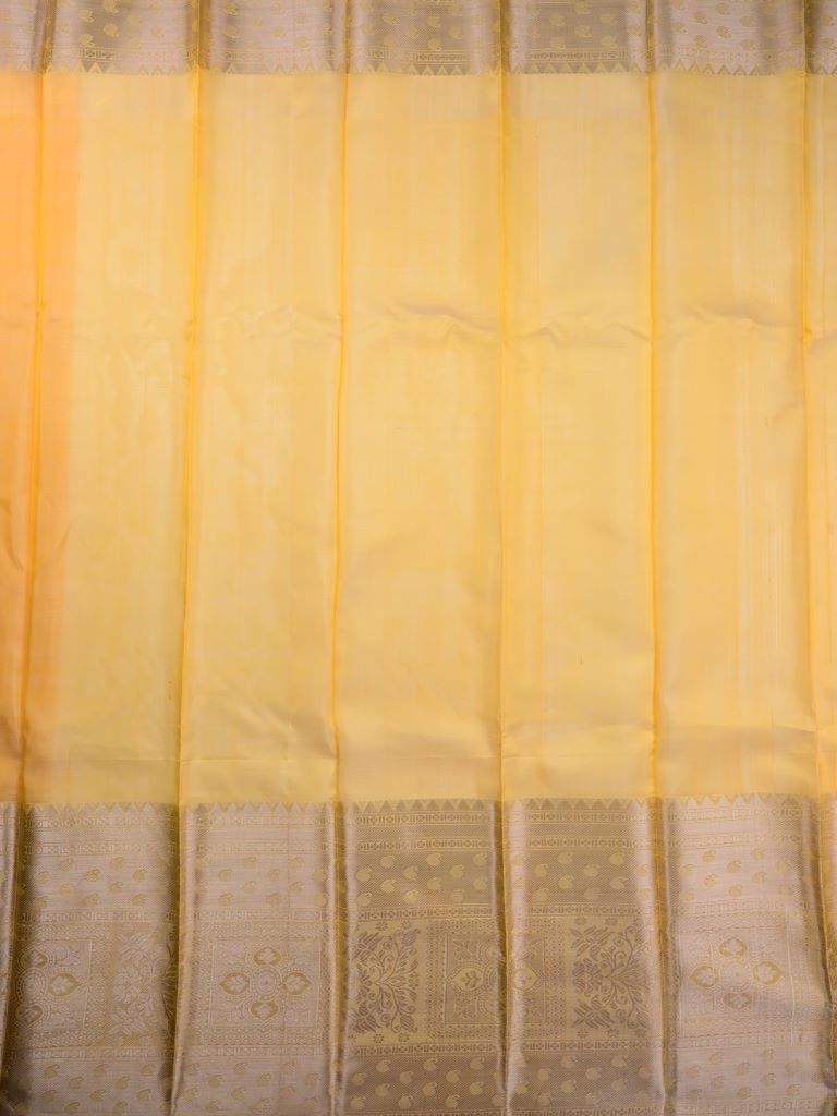 Pethambari pattu saree golden yellow color allover zari butis & big zari border with rich pallu and plain blouse