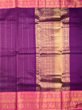 Kanchi cotton saree purple color allover zari weaves & kanchi border with rich pallu and plain blouse