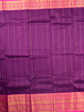 Kanchi cotton saree purple color allover zari weaves & kanchi border with rich pallu and plain blouse