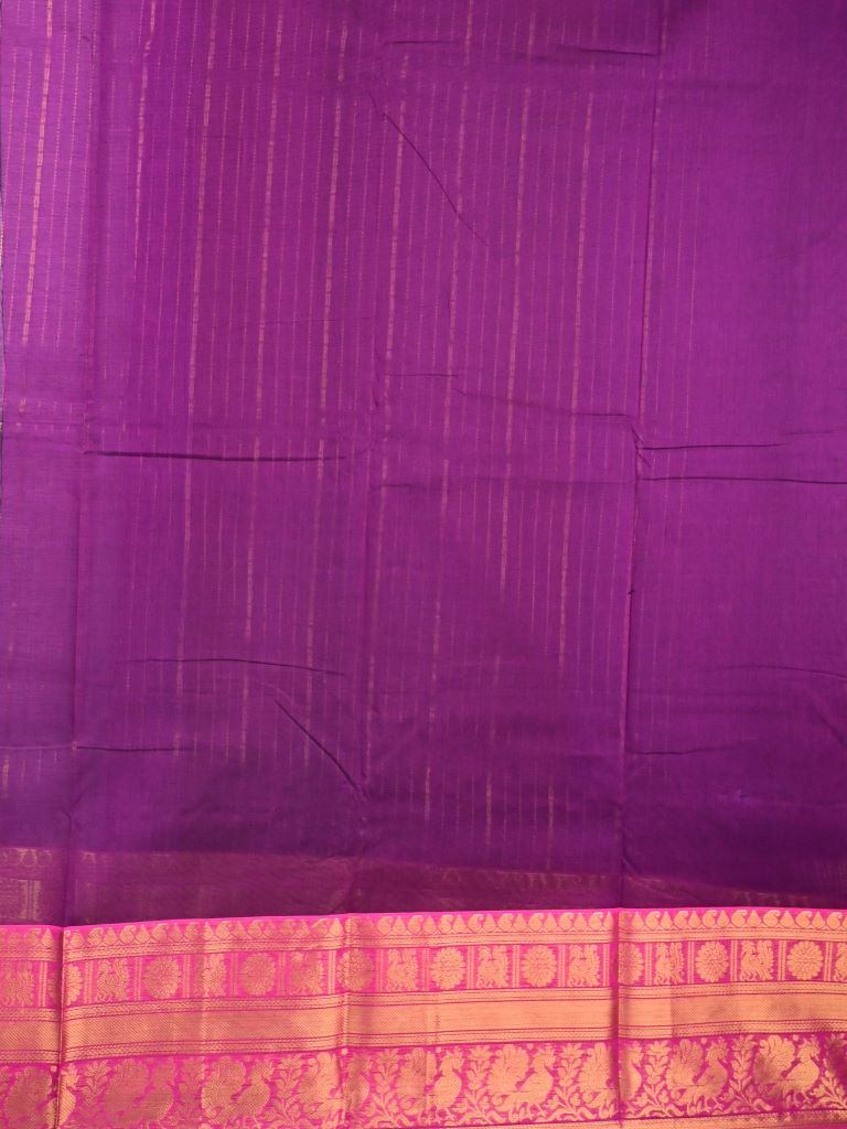 Kanchi cotton saree purple color allover zari weaves & kanchi border with rich pallu and plain blouse