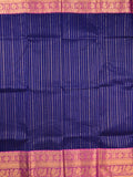 Kanchi cotton saree navy blue color allover zari weaves & kanchi border with rich pallu and plain blouse