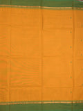 Village cotton saree golden yellow color allover motifs & small kaddi border with self pallu and attached plain blouse