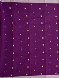 Jute silk fancy saree purple color allover motifs & zari border with paithani and plain contrast blouse