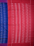 Ikkath cotton saree royal blue color allover weaves and small kaddi border with contrast pallu