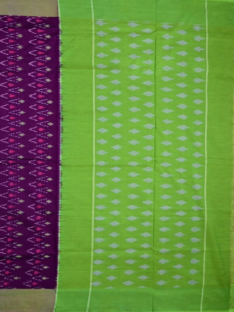 Ikkath cotton saree purple color allover weaves and small kaddi border with contrast pallu