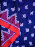 Dhaka cotton saree royal blue color allover & small kaddi border with contrast pallu and attached plain blouse