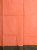 Kanchi cotton saree orange color allover motifs & small border with rich pallu and attached plain blouse