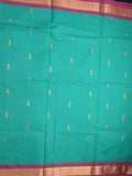 Kanchi cotton saree lux green color allover zari motifs & zari border with rich pallu