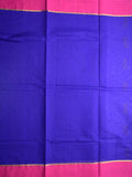 Kanchi cotton saree royal blue color allover motifs & small border with rich pallu and attached plain blouse