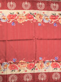 Tussar fancy saree red color allover plain & contrast printed border with running pallu and printed blouse