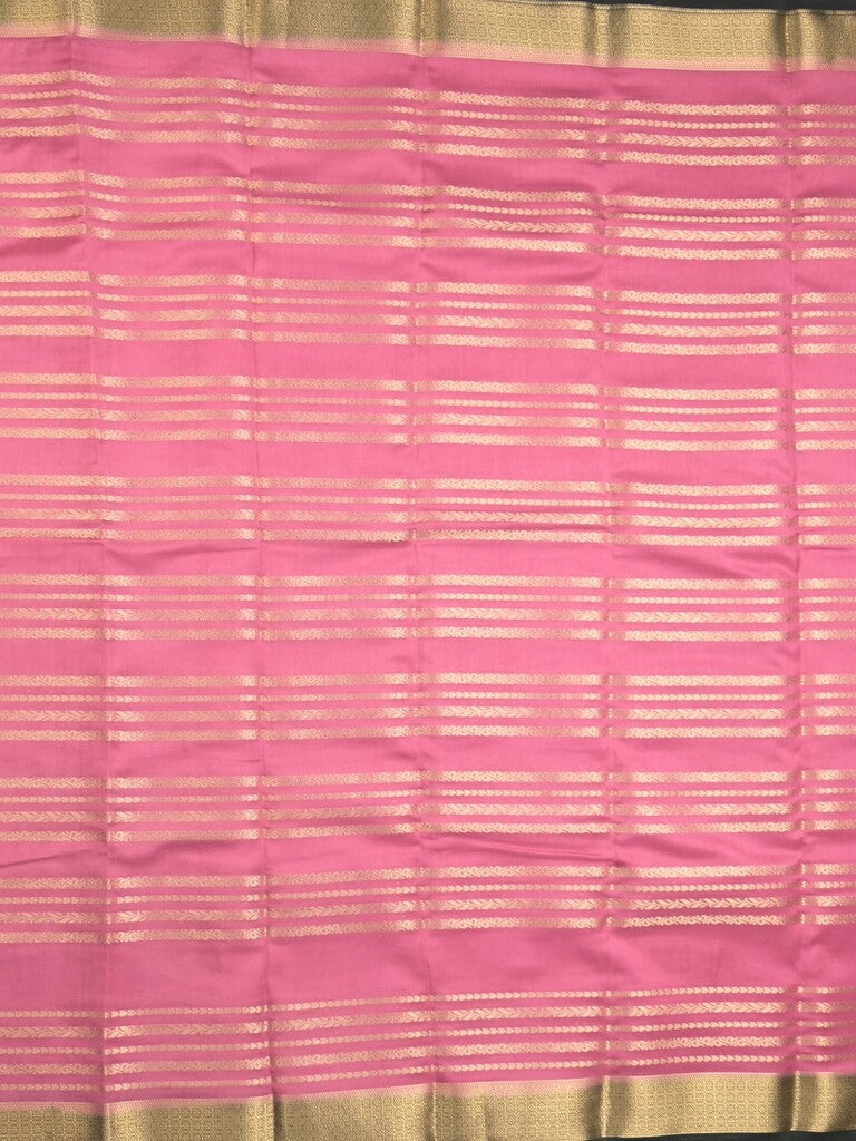 Crape fancy saree onion pink color allover zari weaves & small zari border with contrast pallu and attached blouse