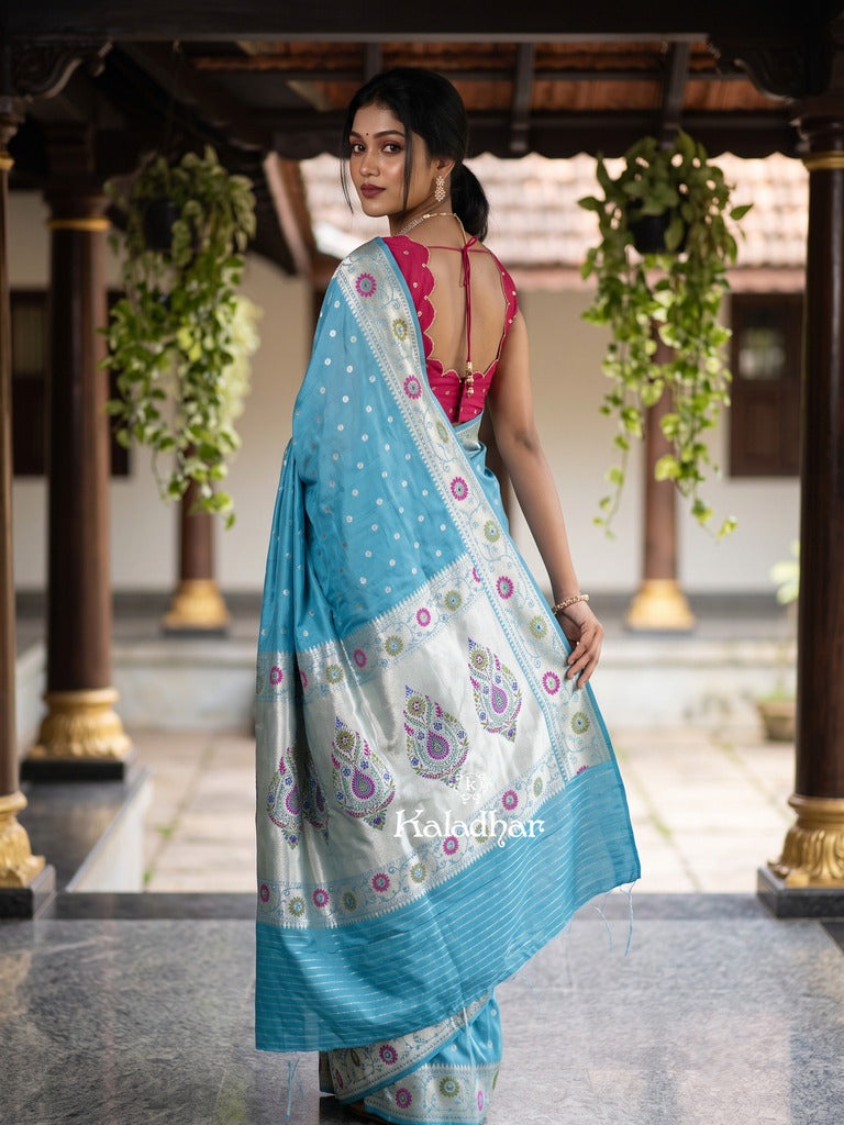Banaras Silk Saree for Women | dark pink | Party Wear | Paithani Border
