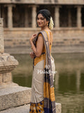 Dola silk fancy saree for women | cream | zari border | party wear
