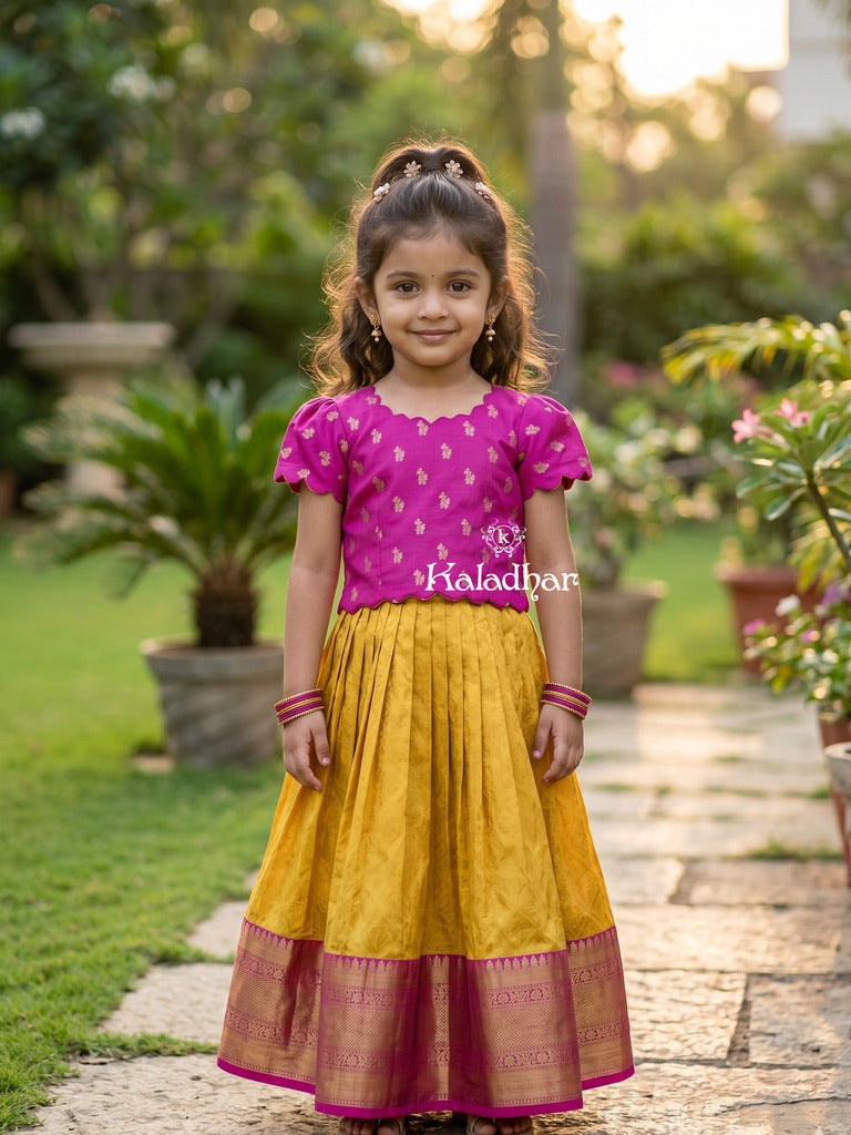 Traditional Kanchi Pattu Lehenga Set for Girls 3-4 years
