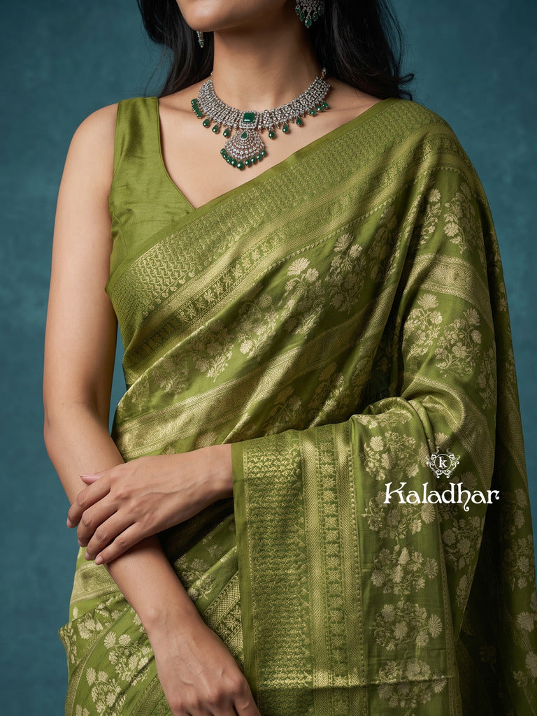 Munga fancy sarees for women | parrot green | zari border | party wear